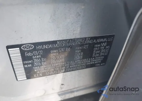 2022 Hyundai Santa Fe Sel из США, поврежденный, VIN 5NMS3DAJ1NH428830